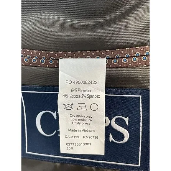 Chaps‎ 50R Charcoal Nailhead Heavy Weave Stretch 2Btn Blazer Sport Coat Jacket